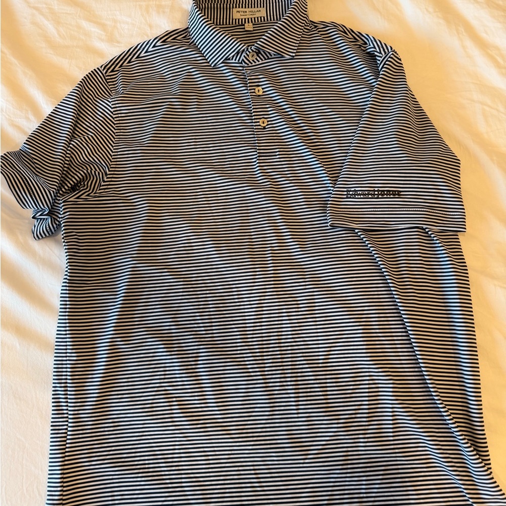 Peter Millar Navy and White Striped Polo